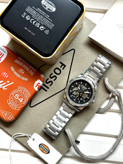 Fossil Modern Machine ME3256 Automatic Watch for Men | 7AA Premium | Motion-Powered Skeleton Dial | 44mm Stainless Steel
