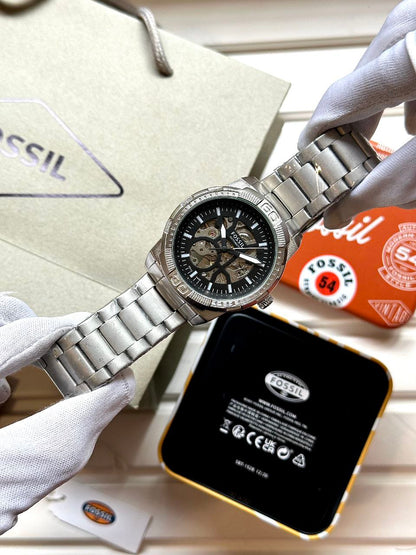 Fossil Modern Machine ME3256 Automatic Watch for Men | 7AA Premium | Motion-Powered Skeleton Dial | 44mm Stainless Steel