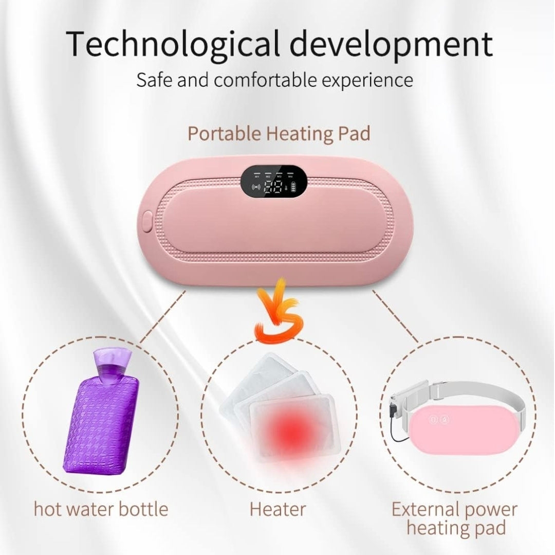 Electric Heating Pad for Menstrual Cramps - Cordless Rechargeable Stomach & Back Warmer