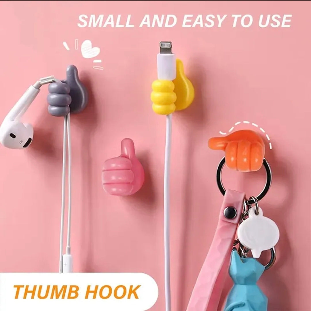 Oneclick store Silicone Thumb Wall Hook, Multifunction Self Adhesive Cable Organizer Clips Key Hanger, No Punching Nails-Free Utility Hooks Desk Wire Management,Multicolor (Pack of 10 PcS)