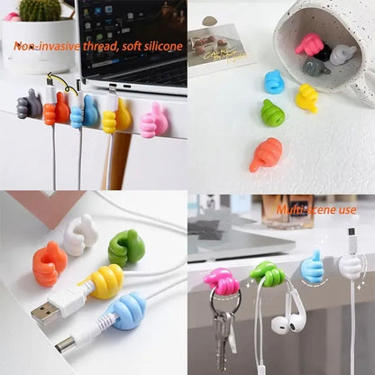 Oneclick store Silicone Thumb Wall Hook, Multifunction Self Adhesive Cable Organizer Clips Key Hanger, No Punching Nails-Free Utility Hooks Desk Wire Management,Multicolor (Pack of 10 PcS)