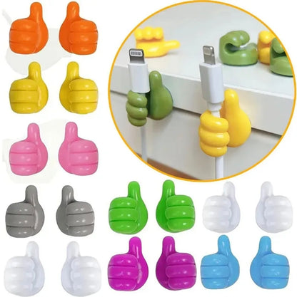 Oneclick store Silicone Thumb Wall Hook, Multifunction Self Adhesive Cable Organizer Clips Key Hanger, No Punching Nails-Free Utility Hooks Desk Wire Management,Multicolor (Pack of 10 PcS)