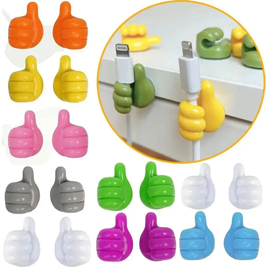 Oneclick store Silicone Thumb Wall Hook, Multifunction Self Adhesive Cable Organizer Clips Key Hanger, No Punching Nails-Free Utility Hooks Desk Wire Management,Multicolor (Pack of 10 PcS)